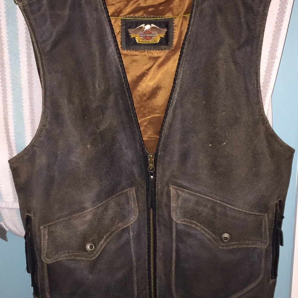 Harley Davidson Brown leather vest medium